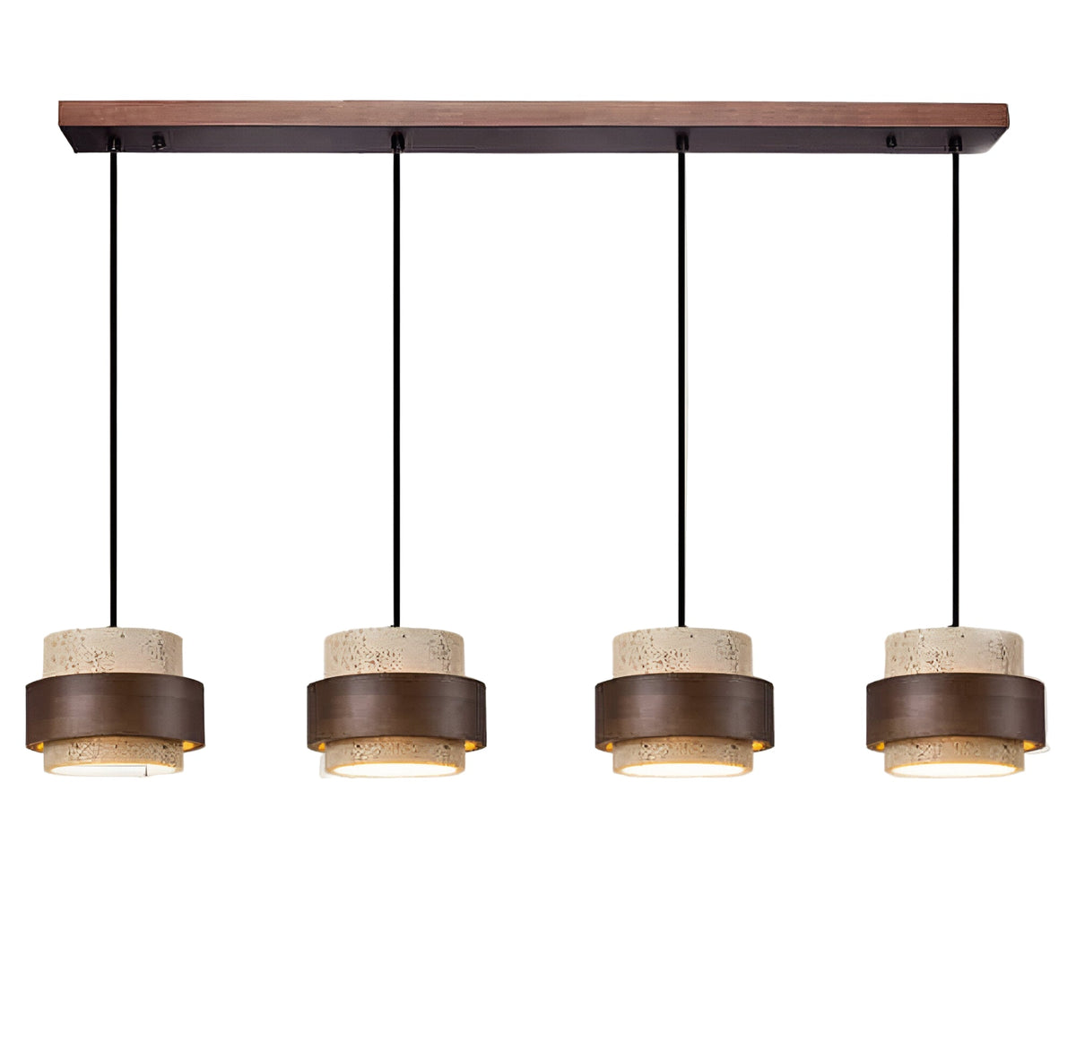 Japandi travertine and walnut pendant light by BROKLEN – view 5