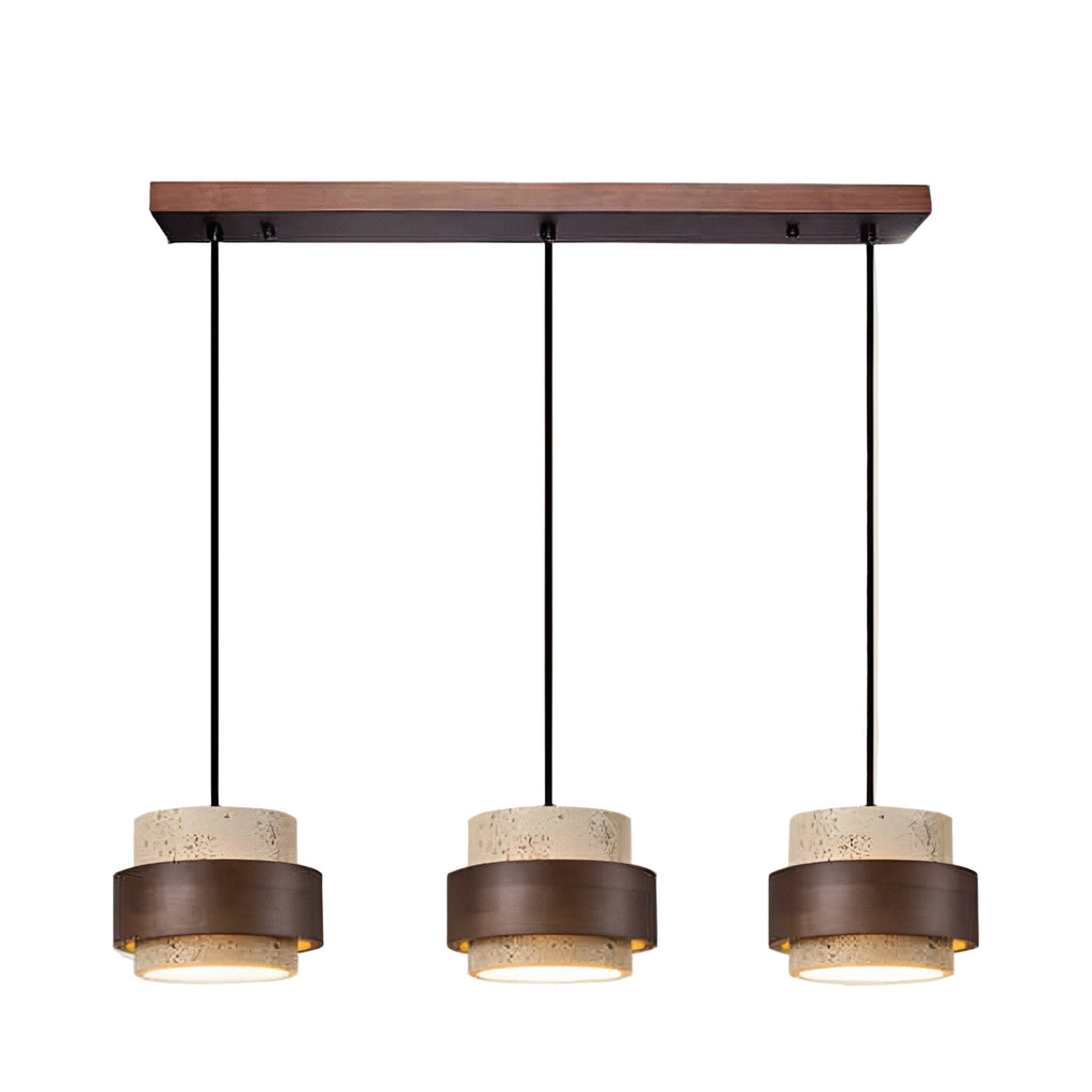 Japandi travertine and walnut pendant light by BROKLEN – view 4