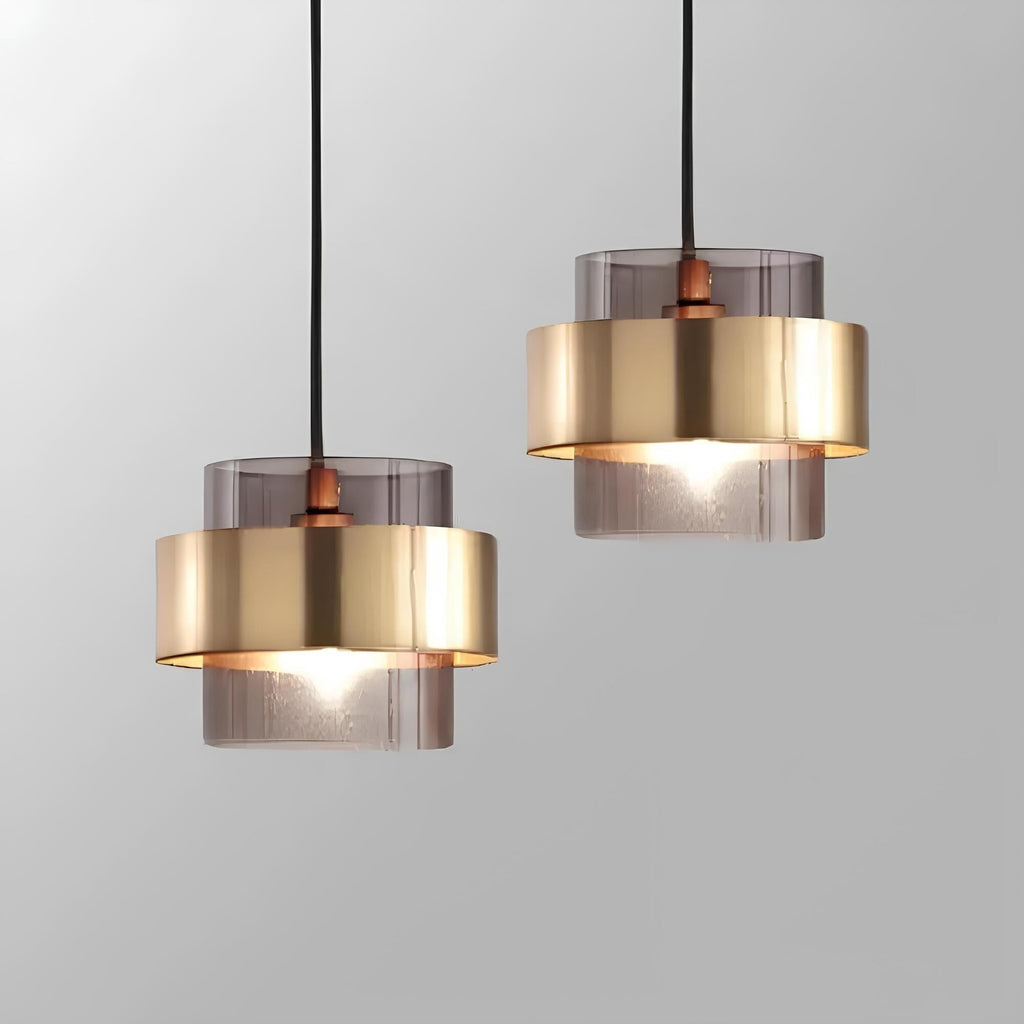 Compact metal and glass kitchen pendant light in smoke and amber by BROKLEN – view 3