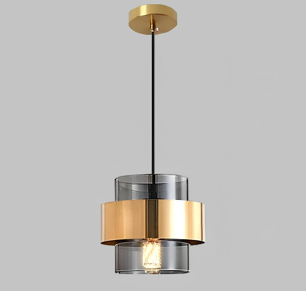 Compact metal and glass kitchen pendant light in smoke and amber by BROKLEN – view 4