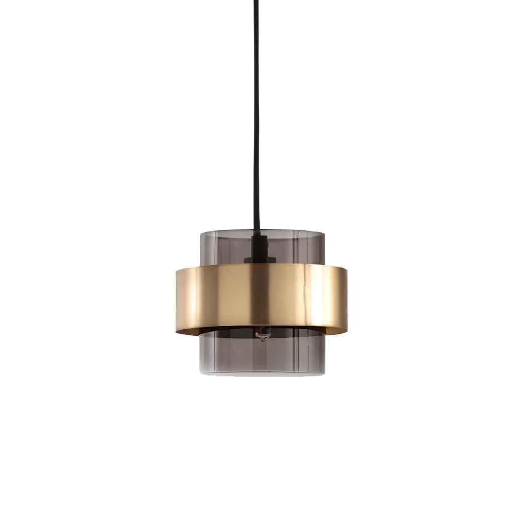 Compact metal and glass kitchen pendant light in smoke and amber by BROKLEN – view 6