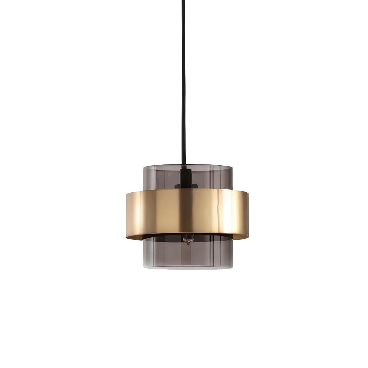 Compact metal and glass kitchen pendant light in smoke and amber by BROKLEN – view 6