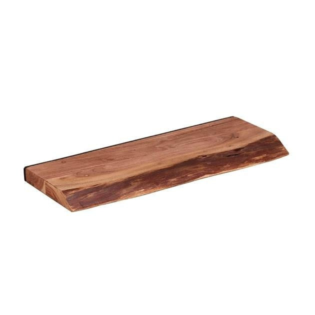 Live edge acacia wood wall shelf with black steel frame by BROKLEN – view 11