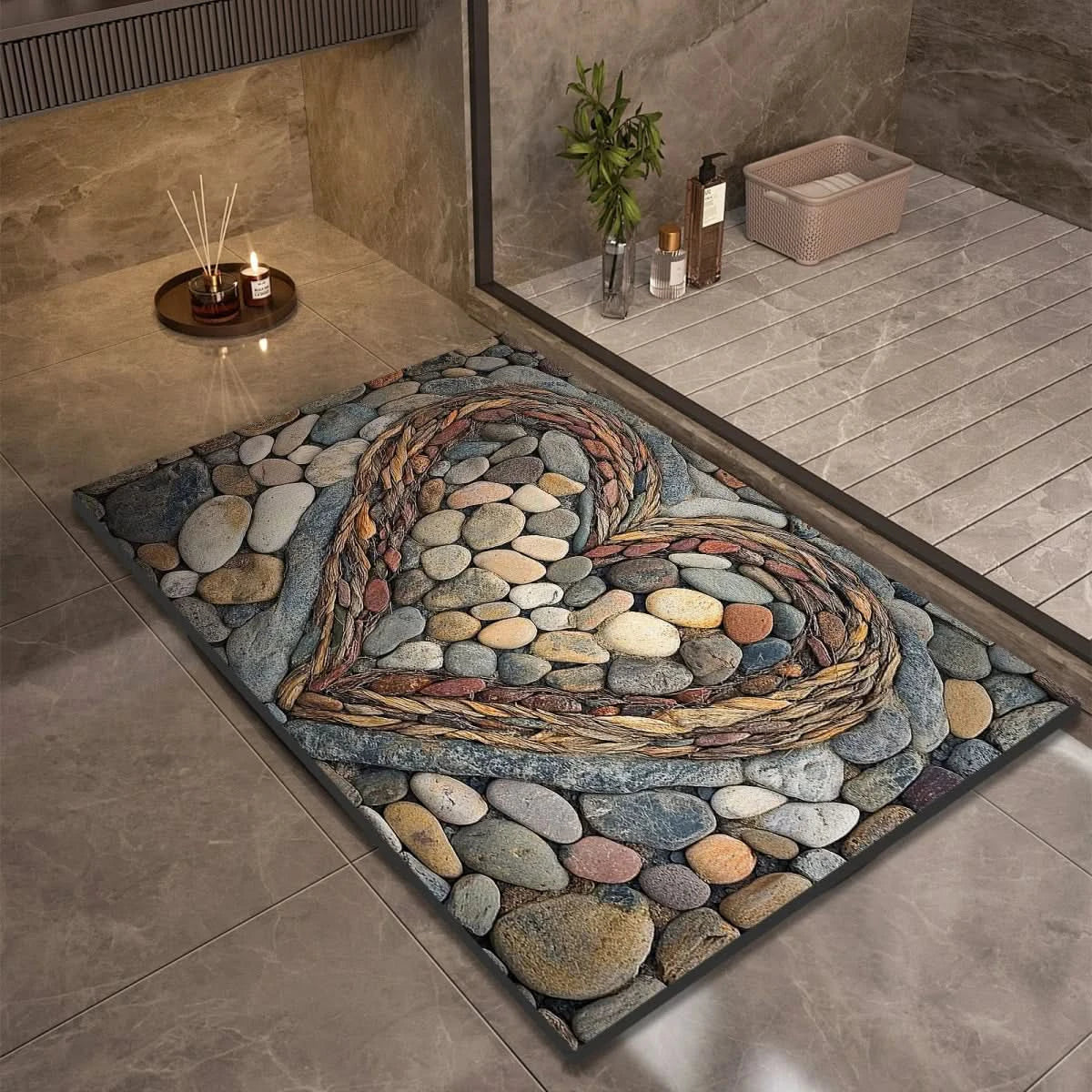 Stone look quick dry non-slip diatomite bath mat by BROKLEN – view 13