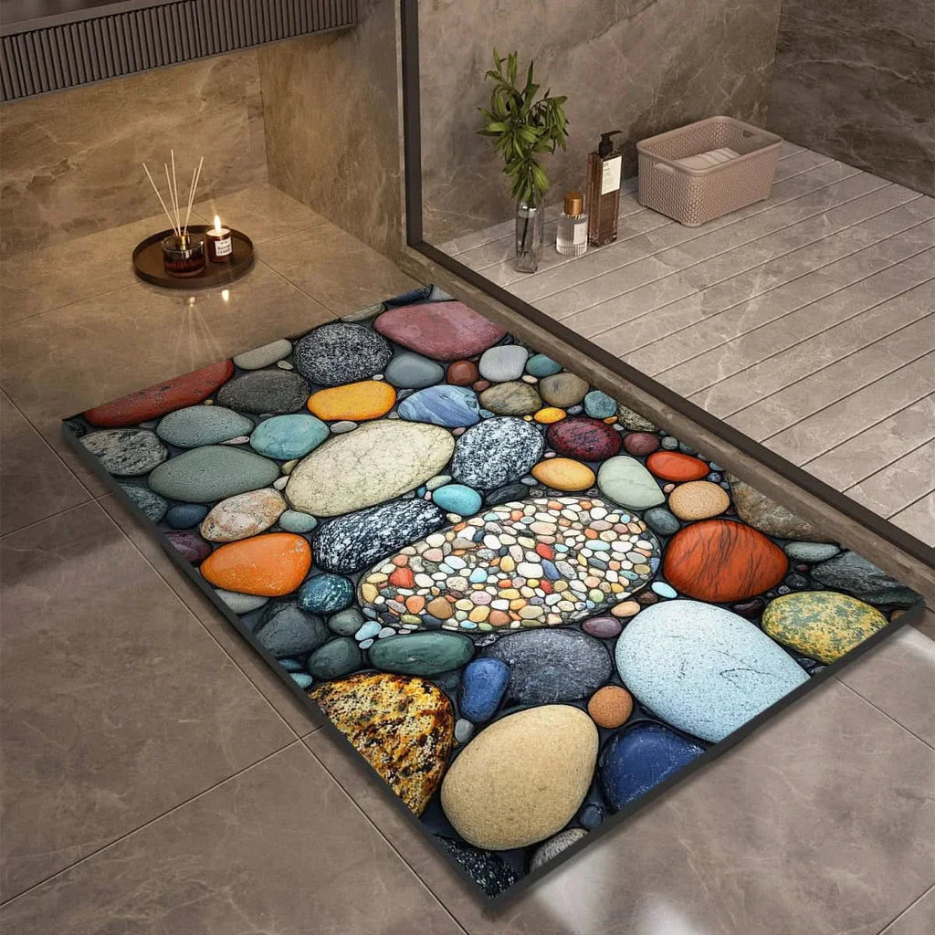 Stone look quick dry non-slip diatomite bath mat by BROKLEN