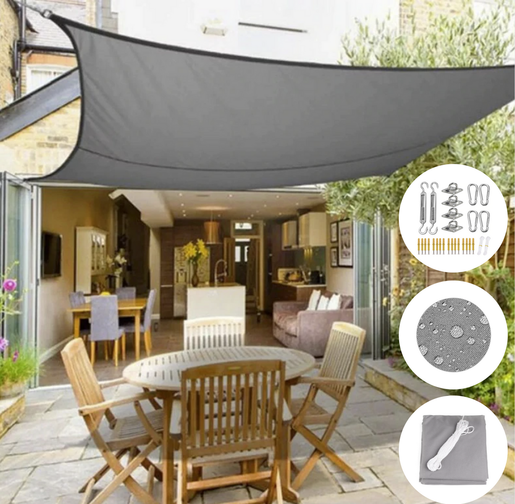Triangle waterproof shade sail over a balcony by BROKLEN