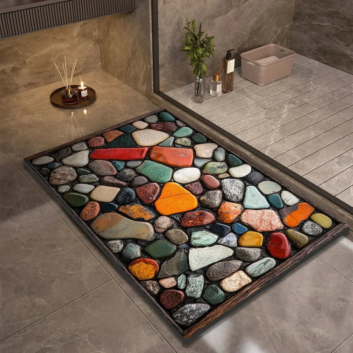 Stone look quick dry non-slip diatomite bath mat by BROKLEN – view 21