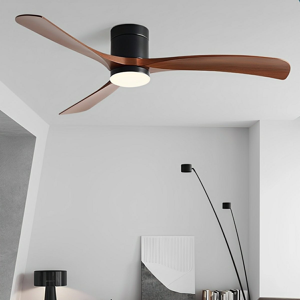 Minimalist ceiling fan with integrated LED light by BROKLEN – view 2