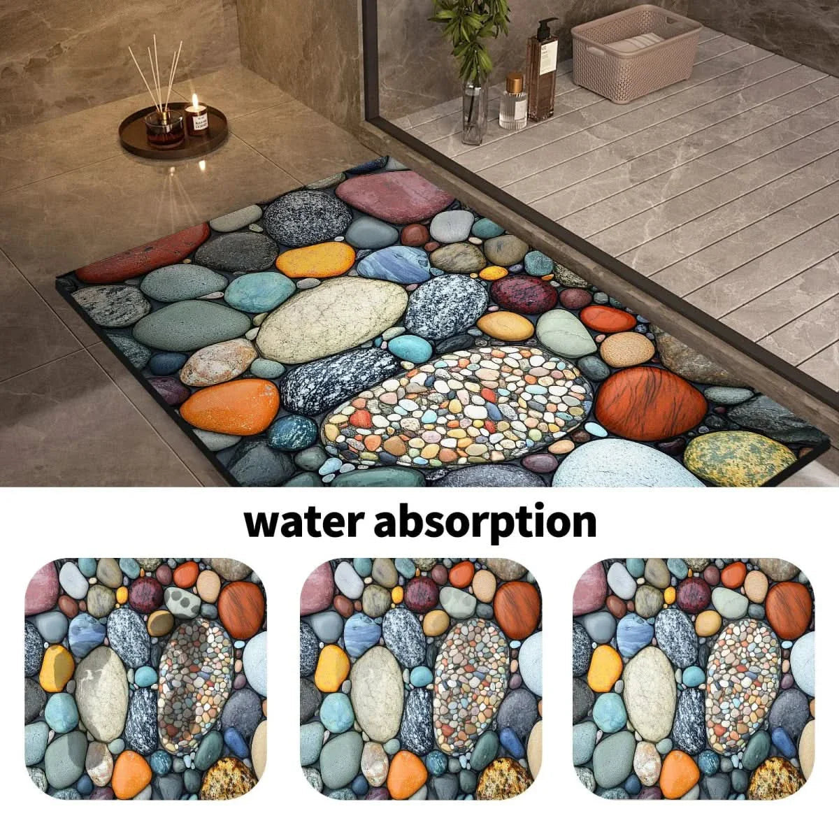 Stone look quick dry non-slip diatomite bath mat by BROKLEN – view 3