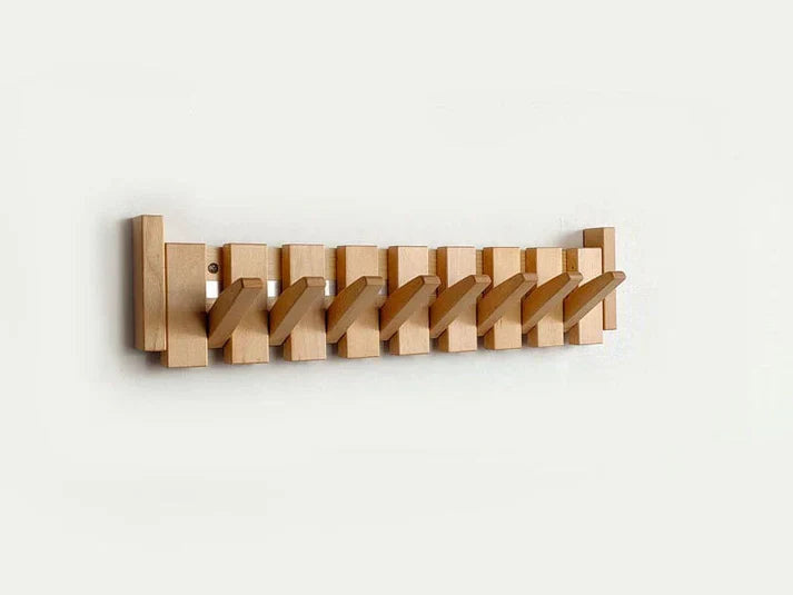Wall mounted wooden coat rack with piano key design by BROKLEN – view 4