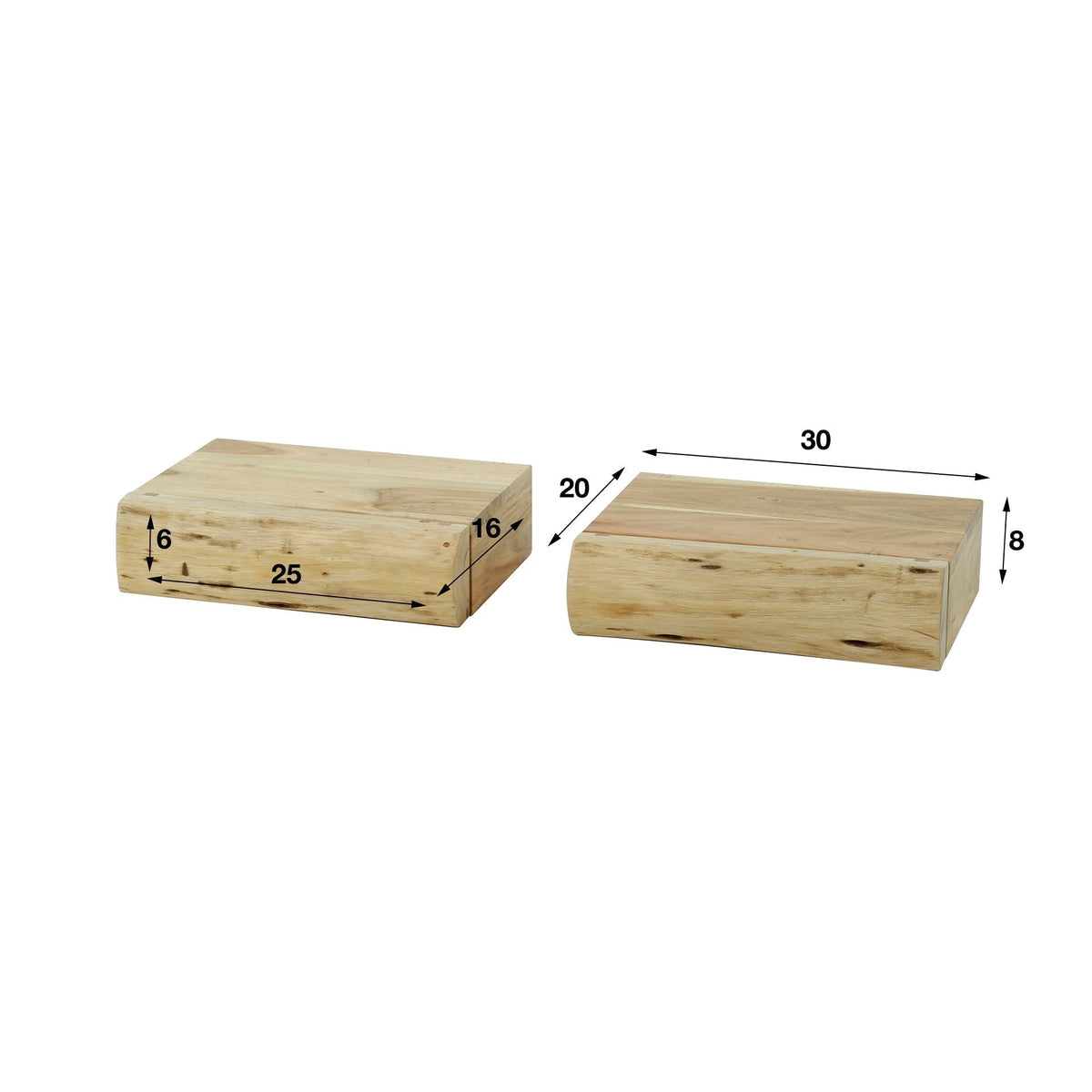 Floating acacia wood bedside shelf mounted on a wall by BROKLEN – view 6