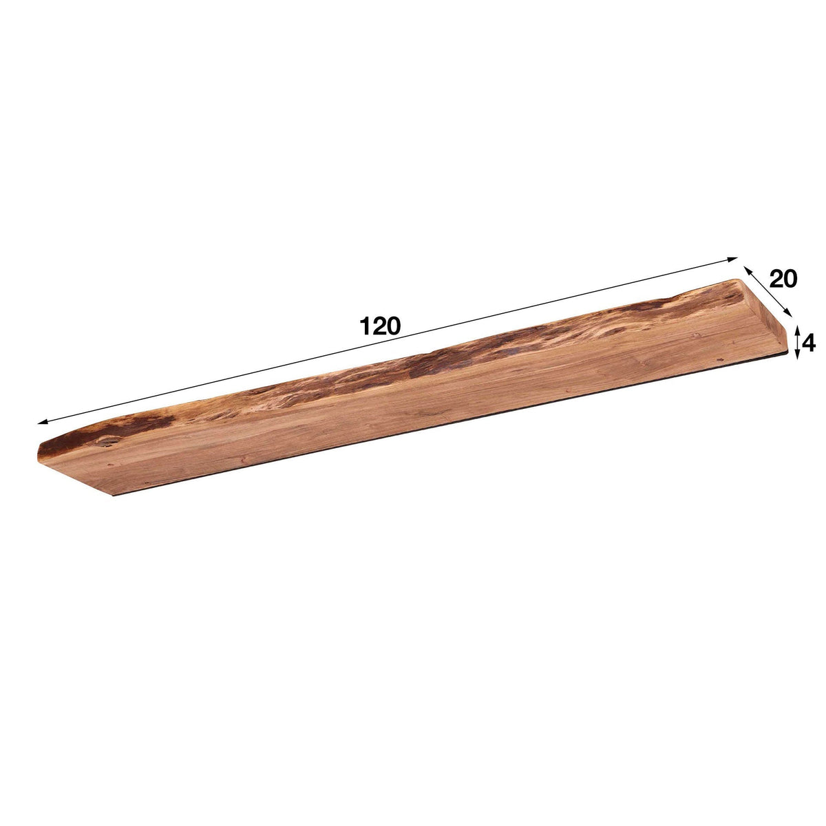 Live edge acacia wood wall shelf with black steel frame by BROKLEN – view 6