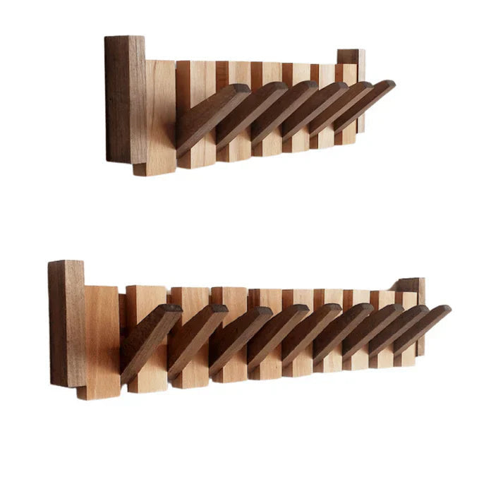 Wall mounted wooden coat rack with piano key design by BROKLEN – view 8