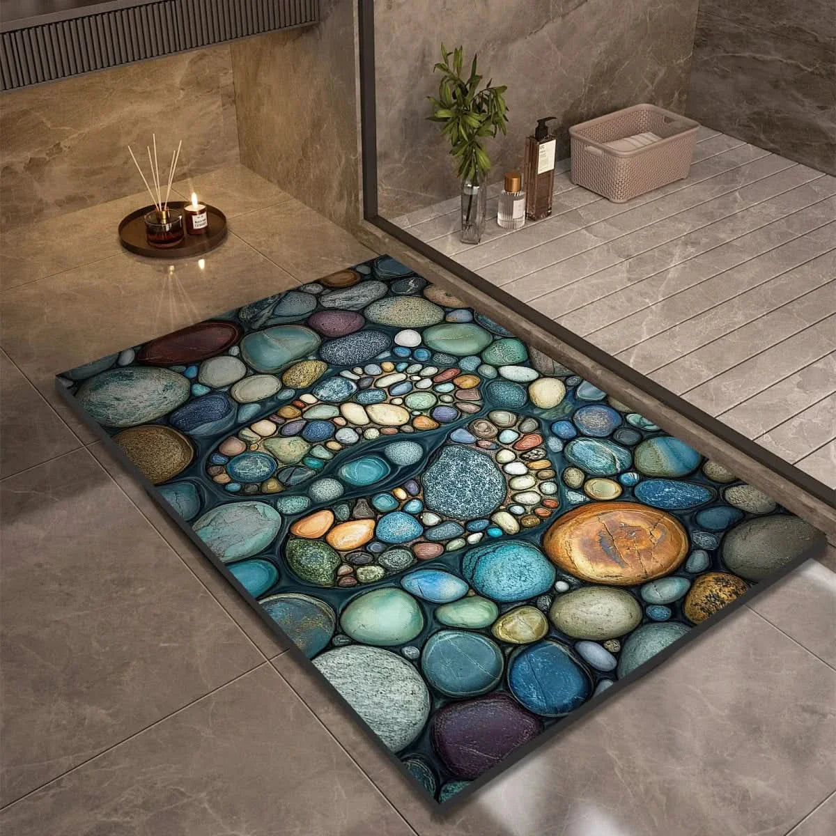 Stone look quick dry non-slip diatomite bath mat by BROKLEN – view 9