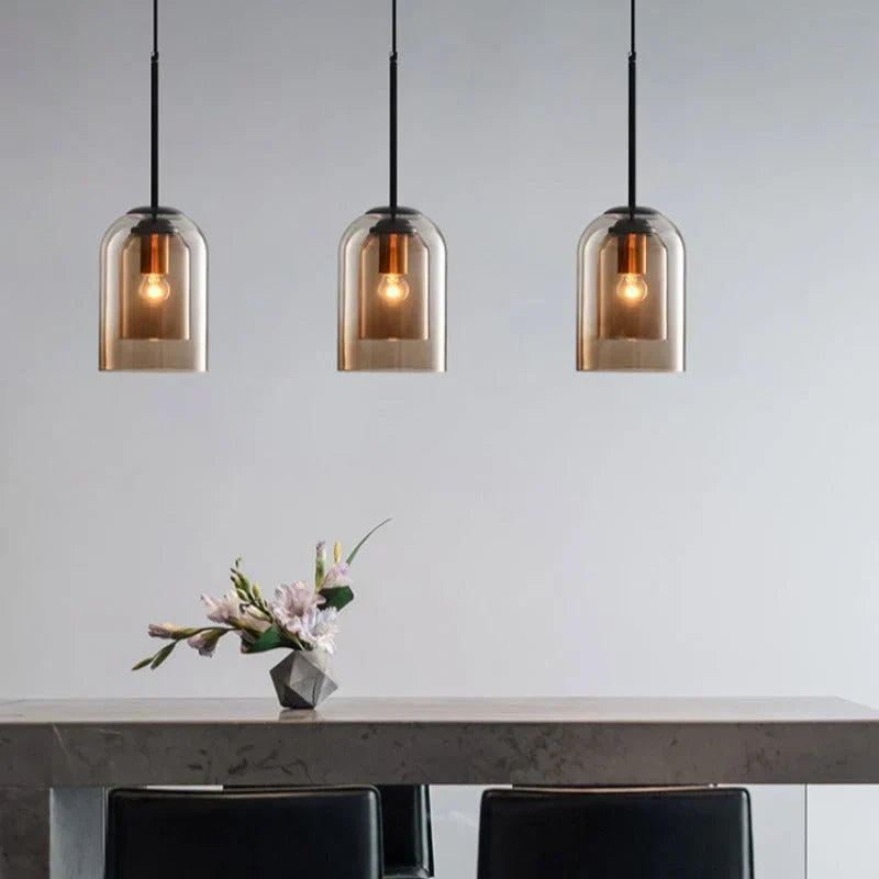 Smoked and amber glass dome pendant light by BROKLEN – view 7