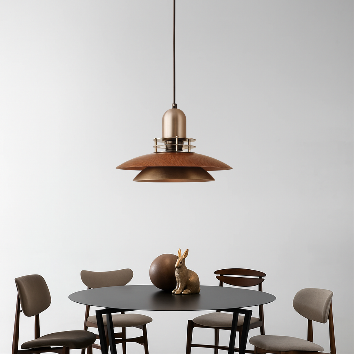 Walnut layered tiered pendant light by BROKLEN – view 5