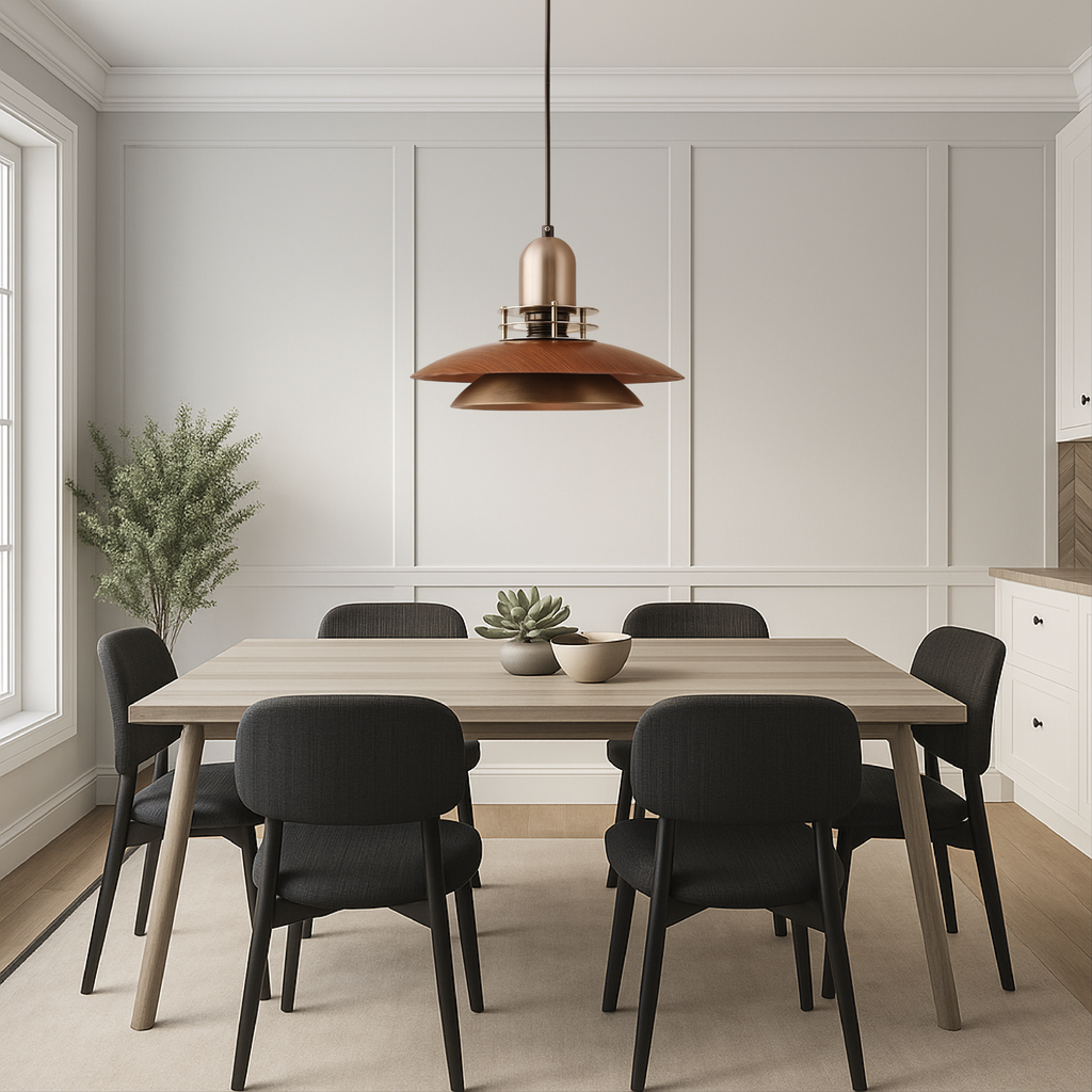 Walnut layered tiered pendant light by BROKLEN