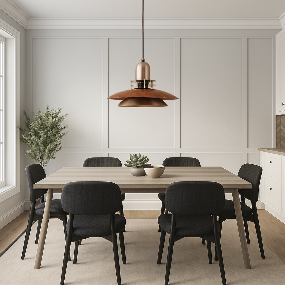 Walnut layered tiered pendant light by BROKLEN