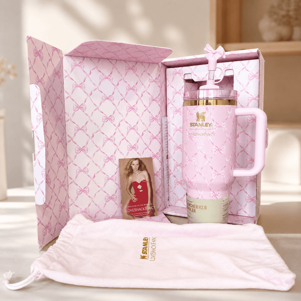 Stanley x LoveShackFancy Pink Bow 40oz Insulated Tumbler Gift Set