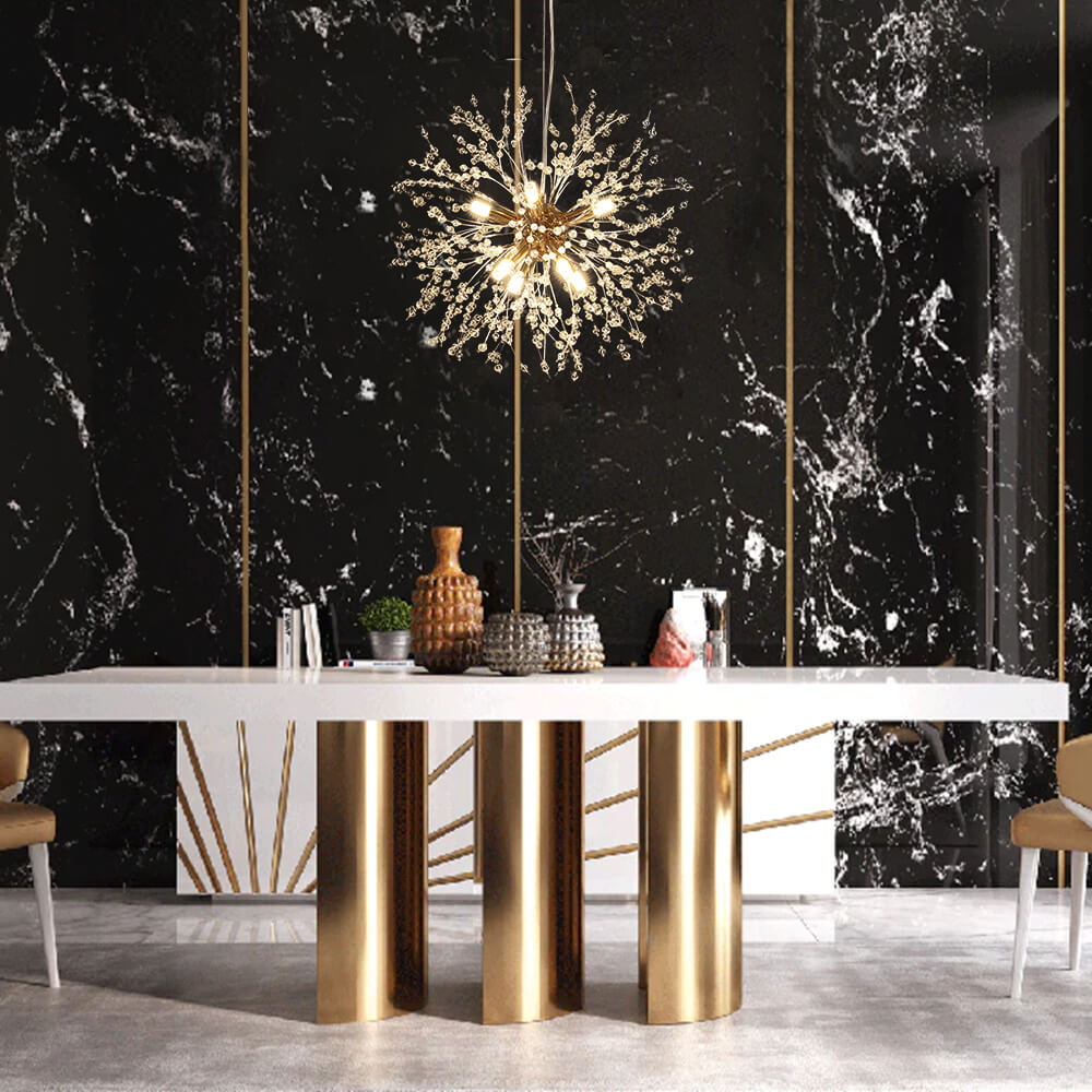 8-light crystal Sputnik chandelier in brass and chrome by BROKLEN – view 5