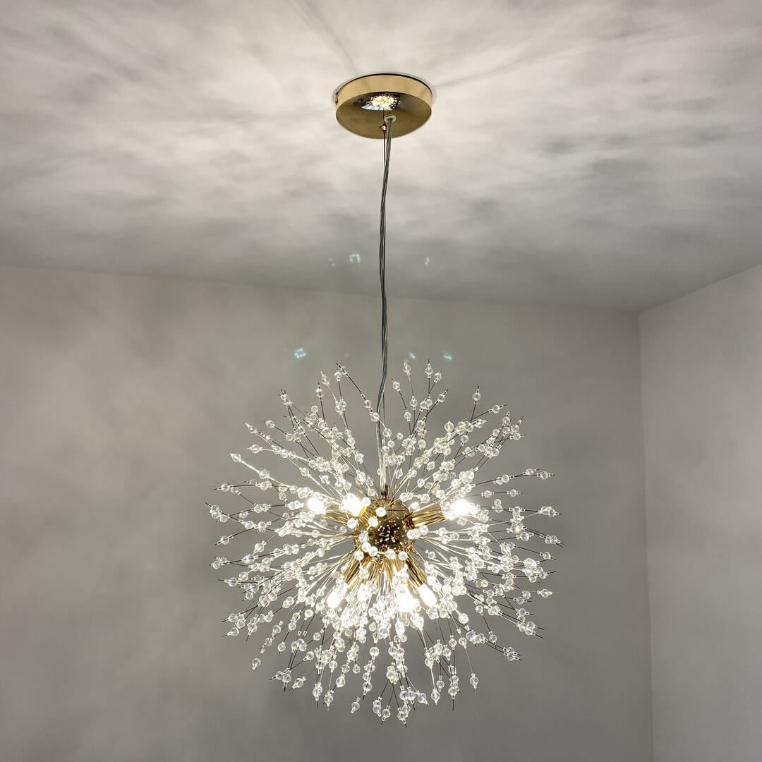 8-light crystal Sputnik chandelier in brass and chrome by BROKLEN – view 3
