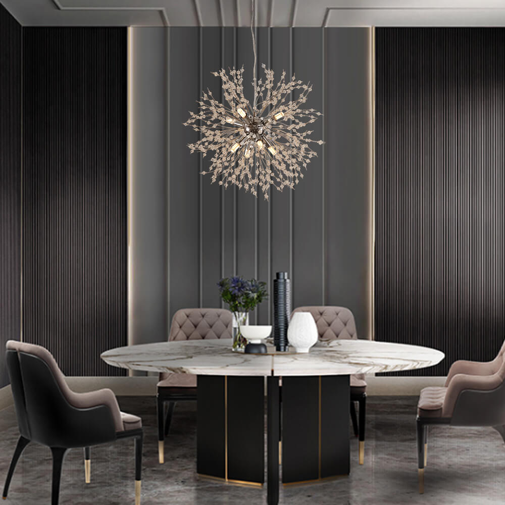 8-light crystal Sputnik chandelier in brass and chrome by BROKLEN – view 7