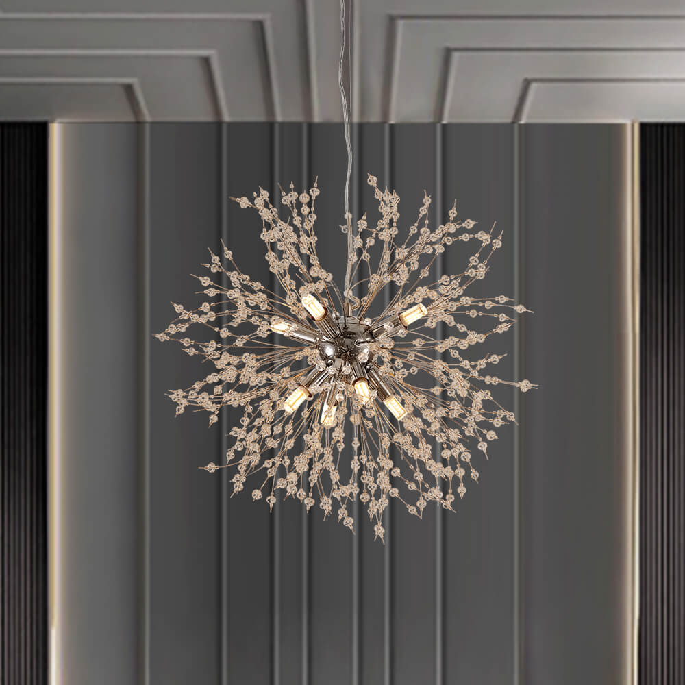 8-light crystal Sputnik chandelier in brass and chrome by BROKLEN – view 9