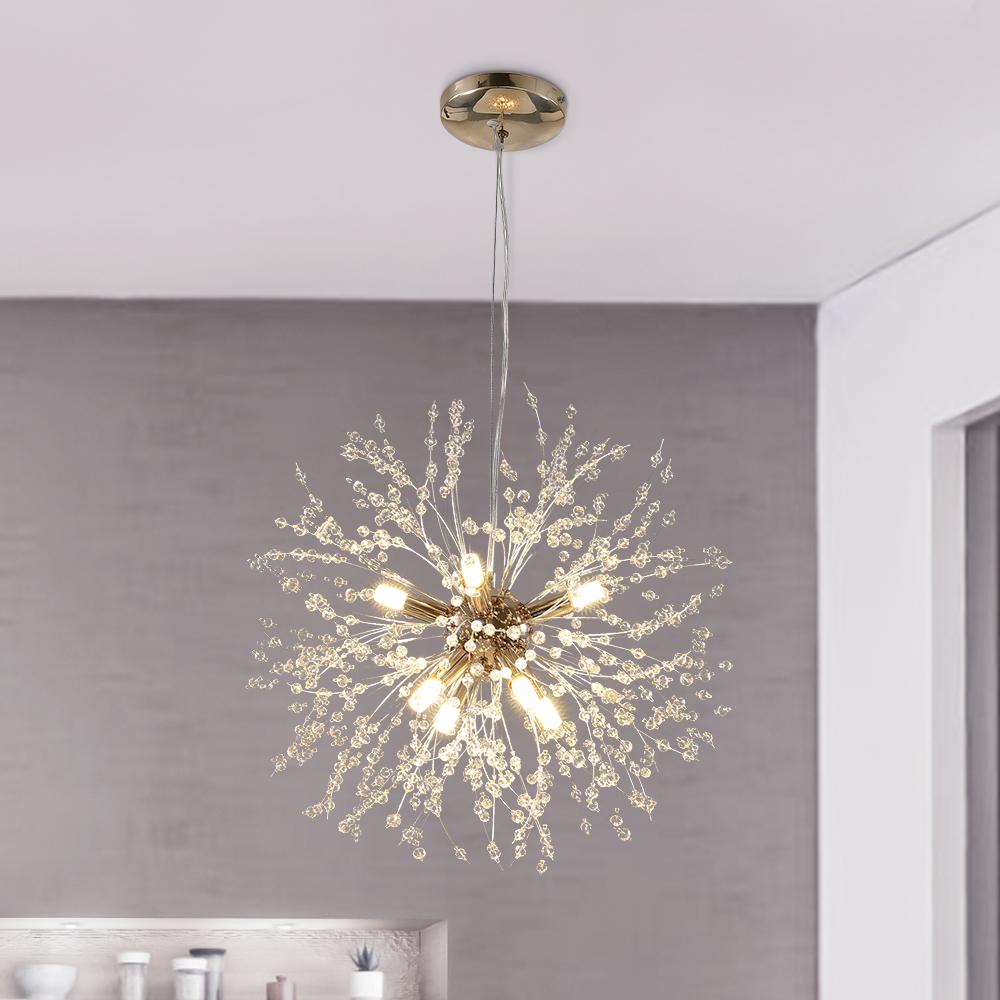 8-light crystal Sputnik chandelier in brass and chrome by BROKLEN