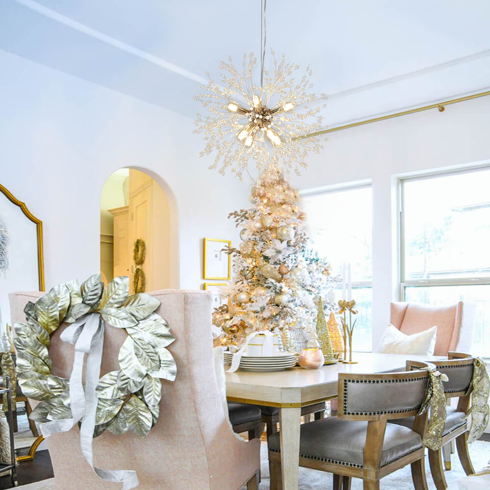 8-light crystal Sputnik chandelier in brass and chrome by BROKLEN – view 8