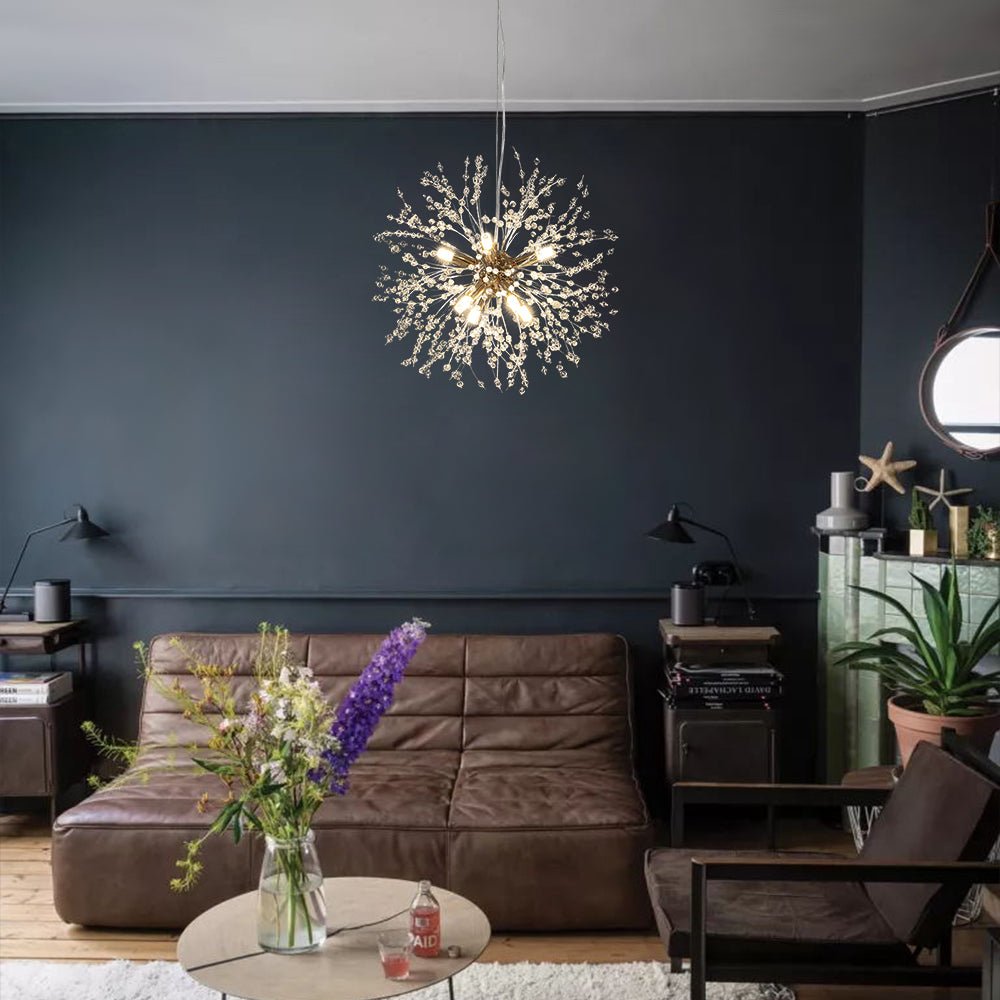 8-light crystal Sputnik chandelier in brass and chrome by BROKLEN – view 6