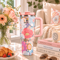 Blooming Palette Floral Insulated Tumbler - pastel floral tumbler with straw