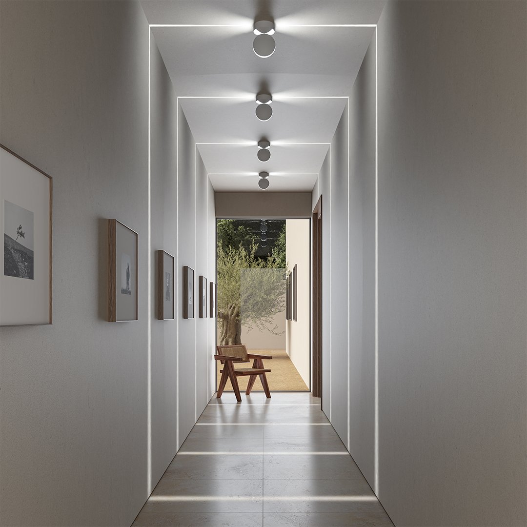 Circular LED ceiling lamp with warm architectural illumination by BROKLEN